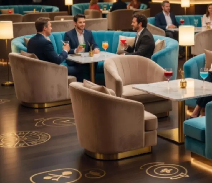 Lounge zóna a pohodlná sedadla v casino restauraci CeliaBet