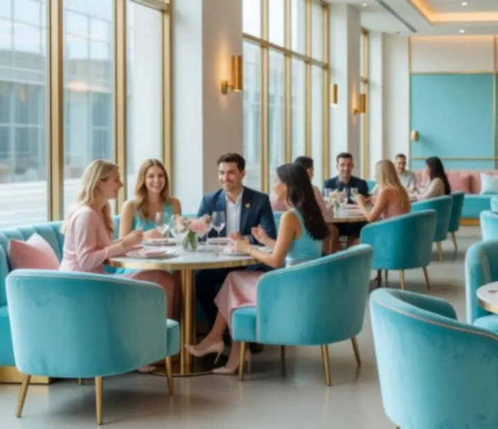 CeliaBet restoran s modernim casino ambijentom i gostima u večernjoj atmosferi.